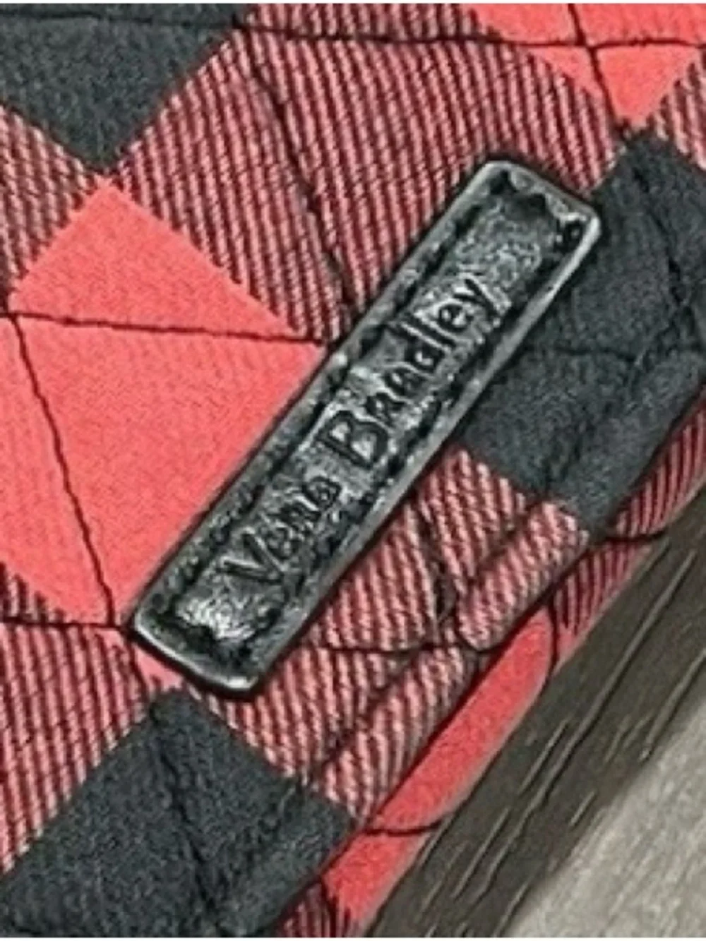 Vera Bradley Red and Black Quilted Buffalo Plaid Crossbody Wallet RFID